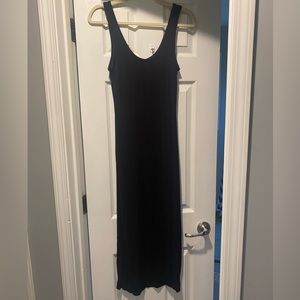 Old Navy rib knit black fitted midi dress